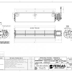 Ventilator tangential pentru sobe pe peleti, Fergas TGA 60/1-420/30, debit 220 mc/h, 41W