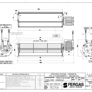 Ventilator tangential pentru sobe pe peleti, Fergas TGO 65/1-300/40, debit 245 mc/h, 49W