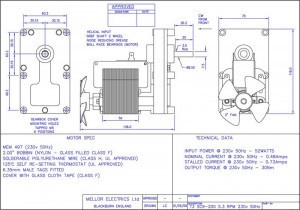 Dimensiuni motoreductor MELLOR FB-1146, putere 56W, 5.3 rpm, 30 Nm