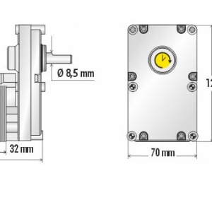 Dimensiuni motoreductor MELLOR FB 1187 25W 2rpm
