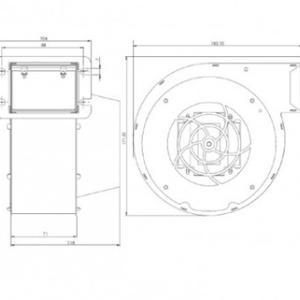 Ventilator suflant DRV14W / 75W / 205 mc/ora cu llanșă 104x67 mm - Img 2
