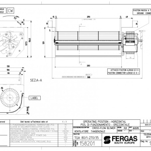 Ventilator tangential pentru sobe pe peleti, Fergas TGA 80/1-270/35, debit 428 mc/h, 110W