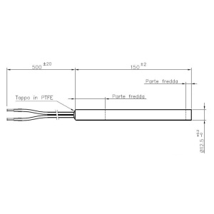 Rezistenta peleti HT62702, 150mm, 250W, fără filet, Ø12,5 mm - Img 2