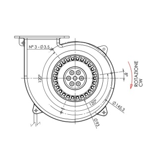 Dimensiuni ventilator centrifugal VCE48617 / 85W / 300mc/ora