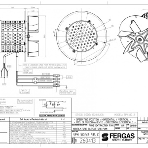 Dimensiuni ventilator exhaustare FERGAS 260413 tip VFM180 / 75W / 425mc/ora / senzor Hall