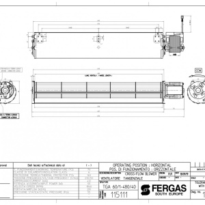 Ventilator tangential pentru sobe pe peleti, Fergas TGA 60/1-480/40, debit 281 mc/h, 55W