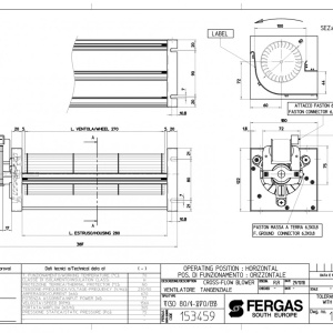 Dimensiuni ventilator tangential pentru sobe pe peleti, Fergas TGO 80/1-270/35, debit 305 mc/h, 77W