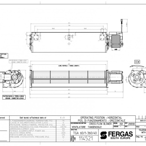 Ventilator tangential pentru sobe pe peleti, Fergas TGA 60/1-360/40, debit 276 mc/h, 53W