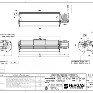 Ventilator tangential pentru sobe pe peleti, Fergas TGA 65/1-300/30, debit 208 mc/h, 39W