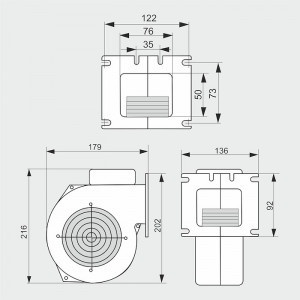 Dimensiuni ventilator si flansa de prindere WPA 117