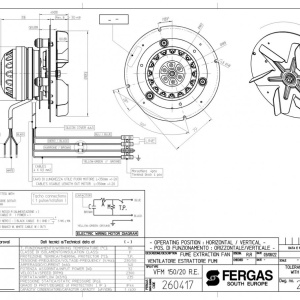 Dimensiuni ventilator exhaustare FERGAS 260417 tip VFM150 / 37W / 235mc/ora / senzor Hall