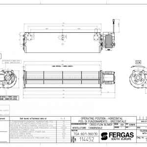 Dimensiuni ventilator tangential pentru sobe pe peleti Fergas tga 60/1-360/30, debit 224mc/h, 40W
