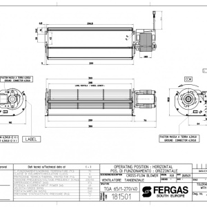 Ventilator tangential pentru sobe pe peleti, Fergas TGA 65/1-270/40, debit 240 mc/h, 49W - Img 2