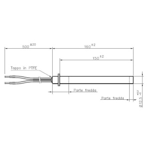 Rezistenta peleti HT62705 / HT46073, 160mm, 350W, cu flanșă, Ø12,5mm, Alfa Plam Commo Compact, - Img 2