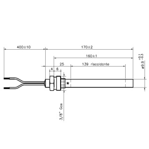 Rezistenta peleti HT63490, 170mm, 320W, 3/8”, Ø10mm - Img 2