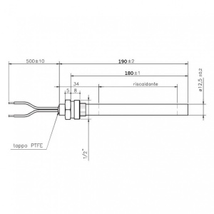 Rezistenta peleti HT62664, 190mm, 450W, 1/2”, Ø12,5mm - Img 2