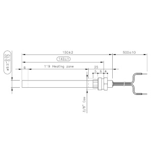 Rezistenta peleti HT73303, 150mm, 350W, 3/8”, Ø9.5mm - Img 2