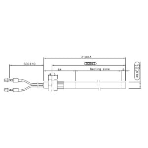 Rezistenta peleti HT78899, compatibil Kepo 15kW 20kW 25kW, Thermostahl, 210mm, 300W, 3/8″, Ø10 mm - Img 2