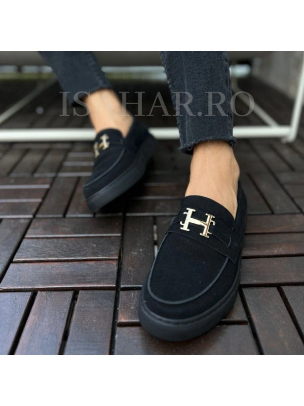 Mocasini barbati, negri, un model special, casual, Isahar