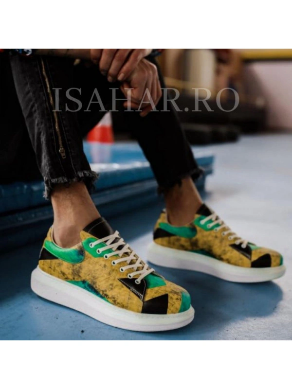 Pantofi sport barbati, cu imprimeu colorat, foarte comozi, ISAHAR