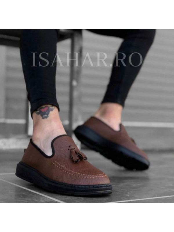 Mocasini barbati, maro cu talpa neagra, model pentru evenimente speciale, ISAHAR