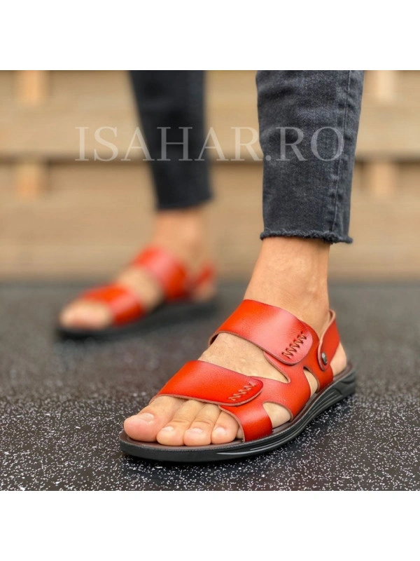 Sandale barbati, casual maro caramel, ISAHAR