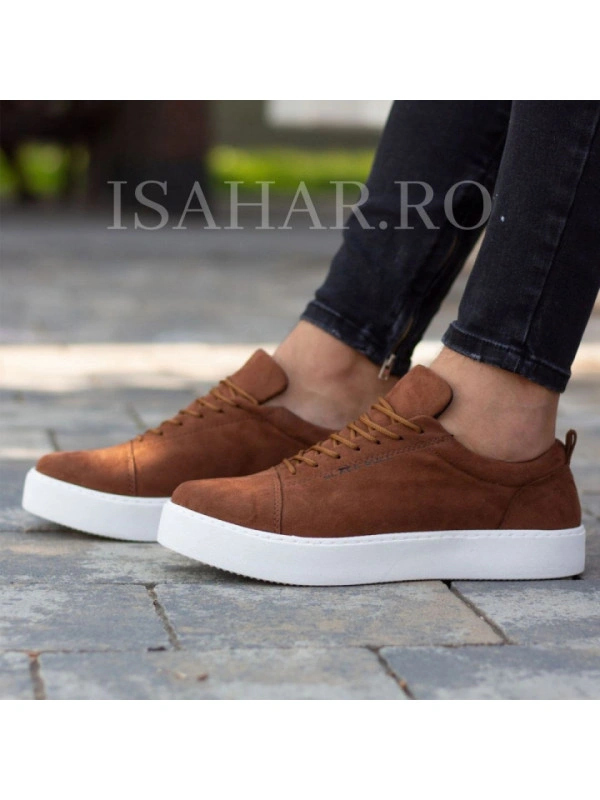 Pantofi sport barbati, maro, talpa neagra, model special, casual, ISAHAR