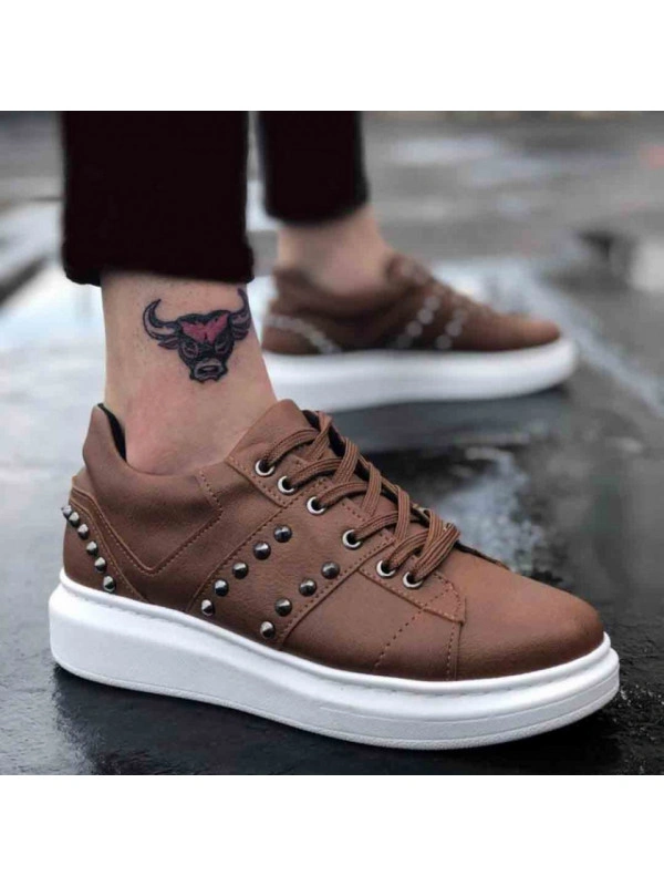Pantofi sport barbati maro, cu aplicatii metalice, talpa din spuma, model premium, Isahar