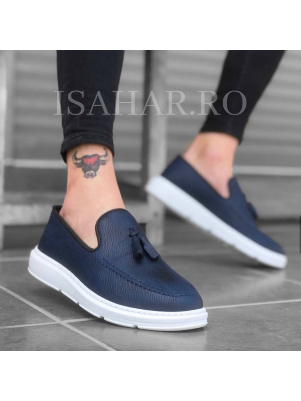 Mocasini barbati, mode casual albastru, ISAHAR