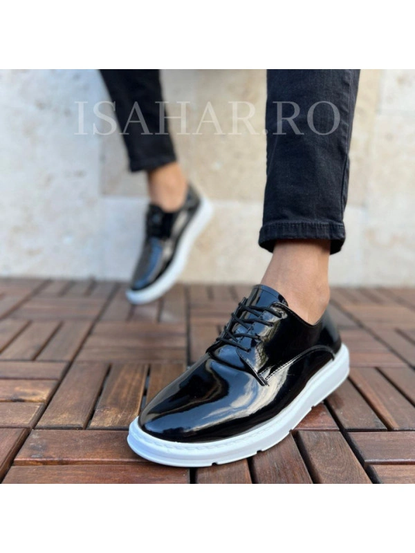 Mocasini barbat lacuiti, talpa alba, casual, usori si cusuti, ISAHAR
