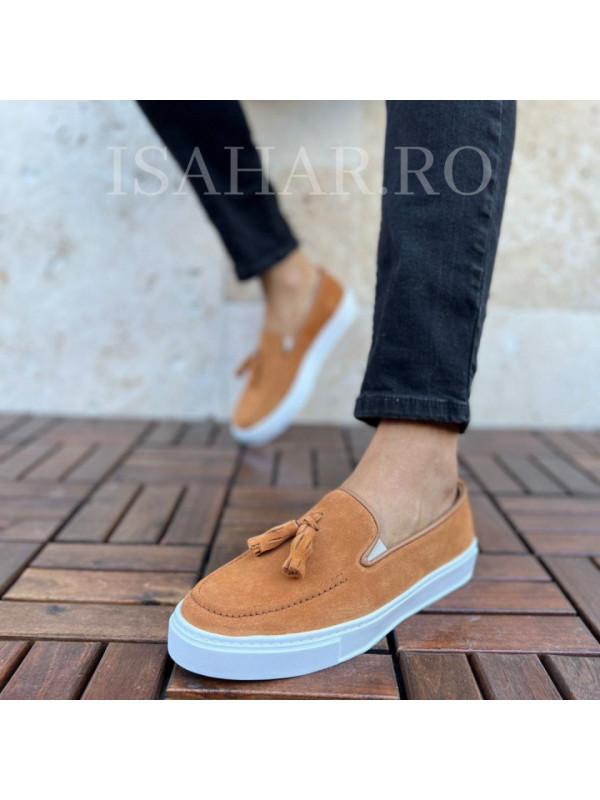 Mocasini barbati, 100% piele naturala intoarsa, un model elegant, ISAHAR