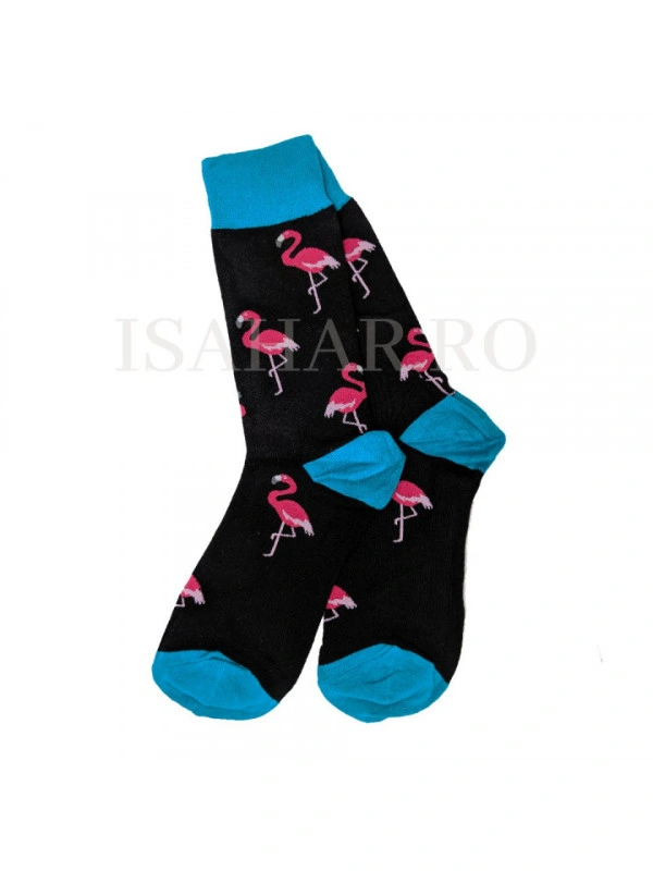 Sosete din bumbac premium, model flamingo roz , calitate superioara, ISAHAR