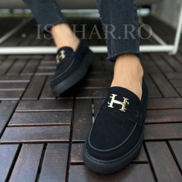 Mocasini barbati, negri, un model special, casual, Isahar