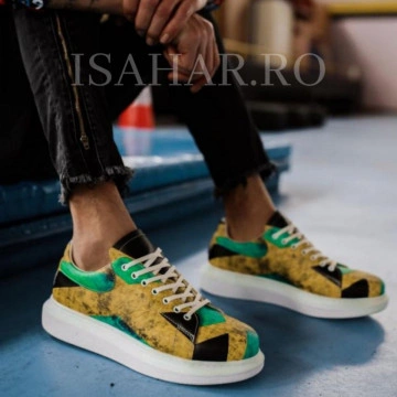 Pantofi sport barbati, cu imprimeu colorat, foarte comozi, ISAHAR