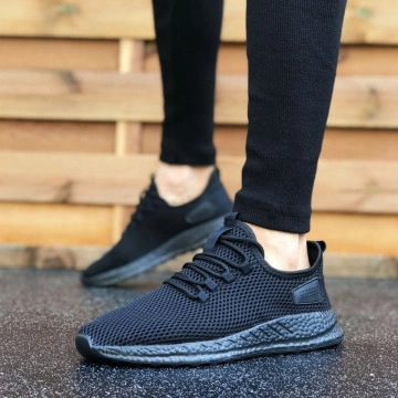 Pantofi sport negri, cu siret si talpa flexibila din spuma