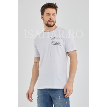 Tricou barbati, alb, model casual BREEZY, material premium , ISAHAR - Img 3