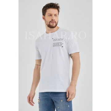 Tricou barbati, alb, model casual BREEZY, material premium , ISAHAR - Img 3