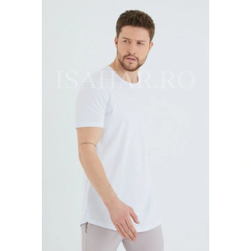 Tricou barbati simplu, alb, BREEZY, material premium , ISAHAR - Img 2