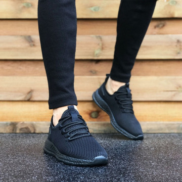 Pantofi sport negri, cu siret si talpa flexibila din spuma - Img 2