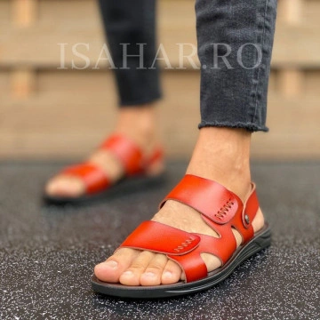 Sandale barbati, casual maro caramel, ISAHAR - Img 1
