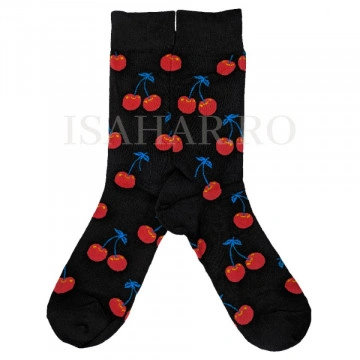 Sosete din bumbac, negre, premium, model cireasa , calitate superioara, ISAHAR - Img 2