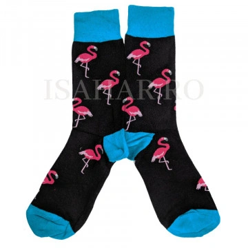 Sosete din bumbac premium, model flamingo roz , calitate superioara, ISAHAR - Img 3
