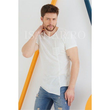 Tricou barbati BREEZY, alb, casual, din materiale premium, ISAHAR