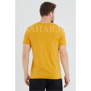 Tricou barbati elegant, culoare mustar, BREEZY, material premium , ISAHAR - Img 5