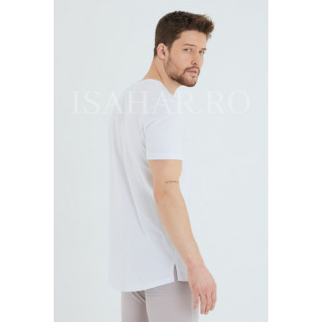 Tricou barbati simplu, alb, BREEZY, material premium , ISAHAR - Img 3