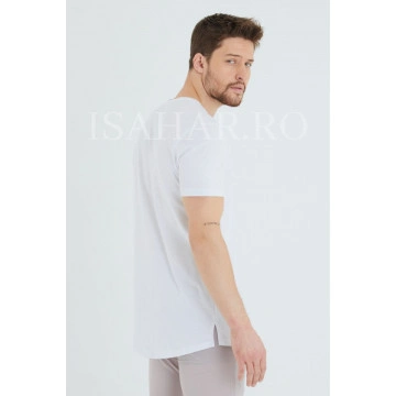 Tricou barbati simplu, alb, BREEZY, material premium , ISAHAR - Img 3