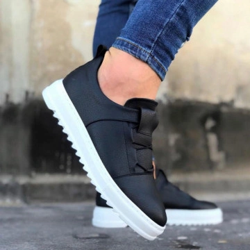 Pantofi sport barbati, negri, din piele ecologica, fara siret, ISAHAR
