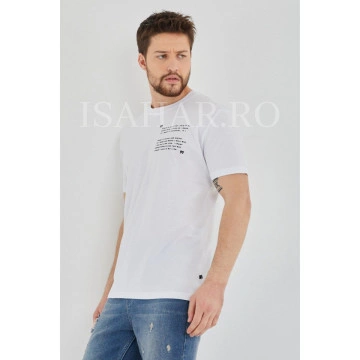 Tricou barbati, alb, model casual BREEZY, material premium , ISAHAR - Img 5