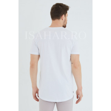 Tricou barbati simplu, alb, BREEZY, material premium , ISAHAR - Img 4