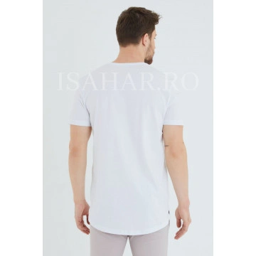 Tricou barbati simplu, alb, BREEZY, material premium , ISAHAR - Img 4
